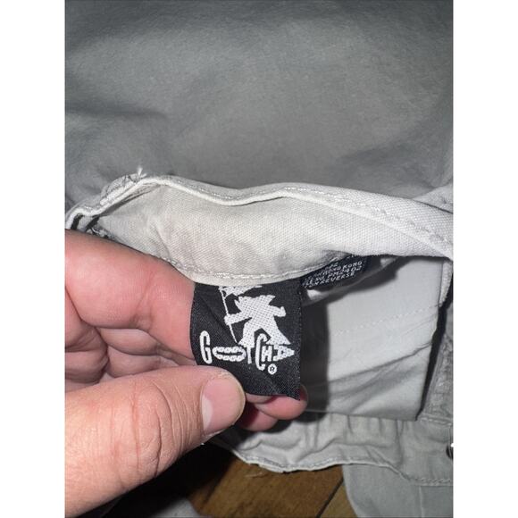 Vintage Gotcha Pleated Pants Men’s 36x32 Gray Surf Skate Y2K Casual Hemmed - Picture 8 of 10